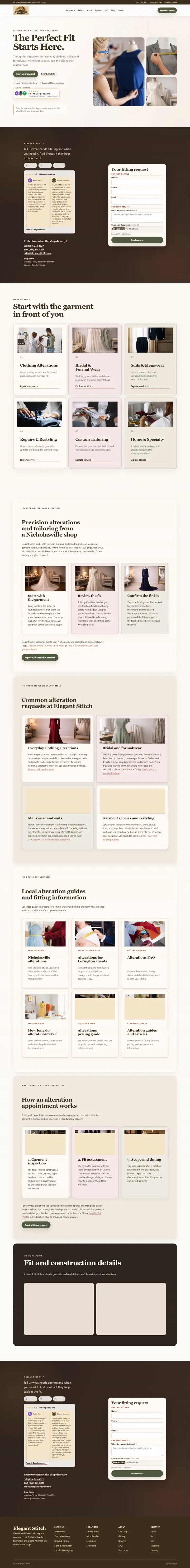 Current desktop capture of the Elegant Stitch KY website